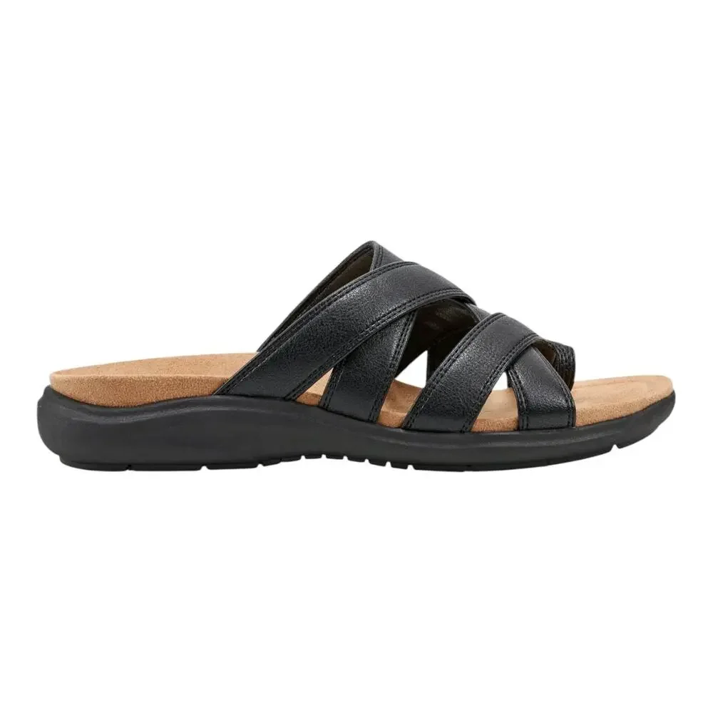 Easy Spirit Women's Westly Strappy Slip On Sandals Black Size 8 W